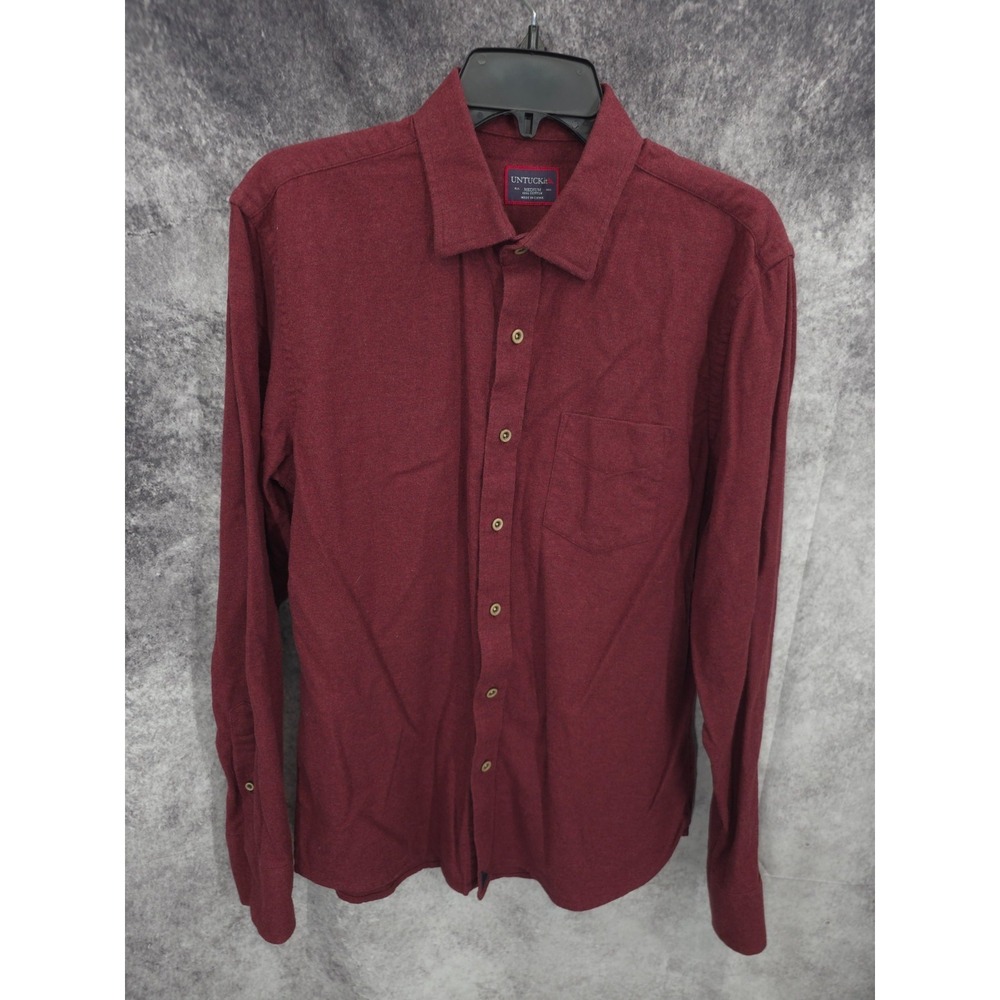 Untuckit Shirt Mens Medium Red Button Long Sleeve Casual